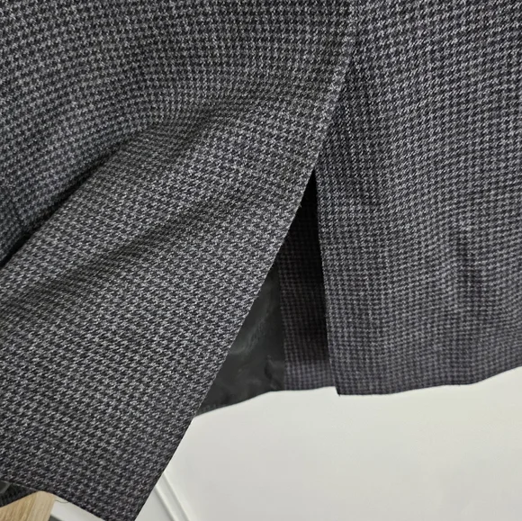 Hickey Freeman Blazer Men 44 Short Gray Black Houndstooth Wool Jacket Sport Coat